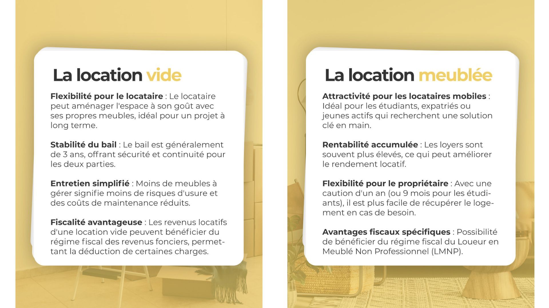Vide ou meublé 1-2